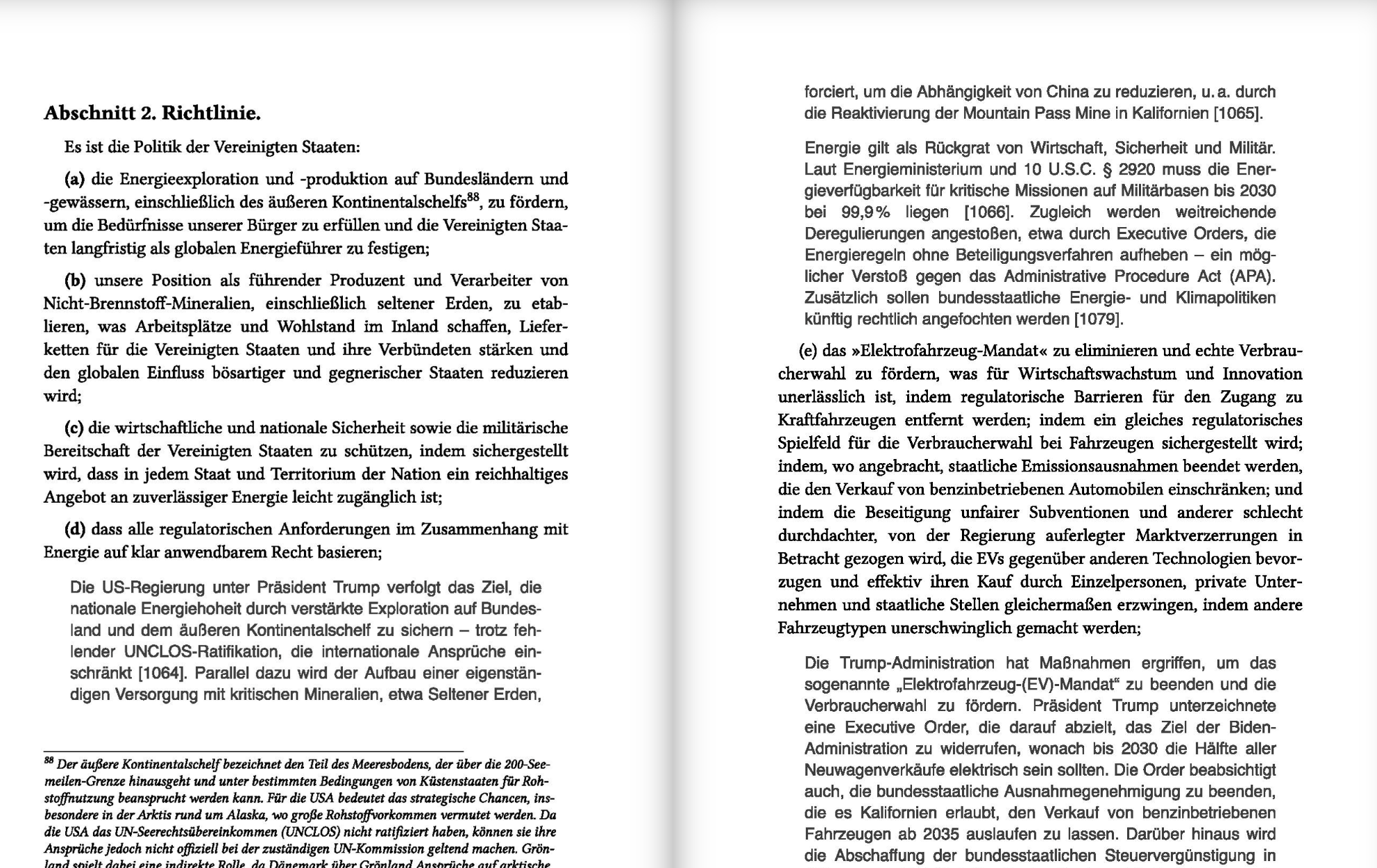 Beispielseite: Executive Order mit Fußnoten